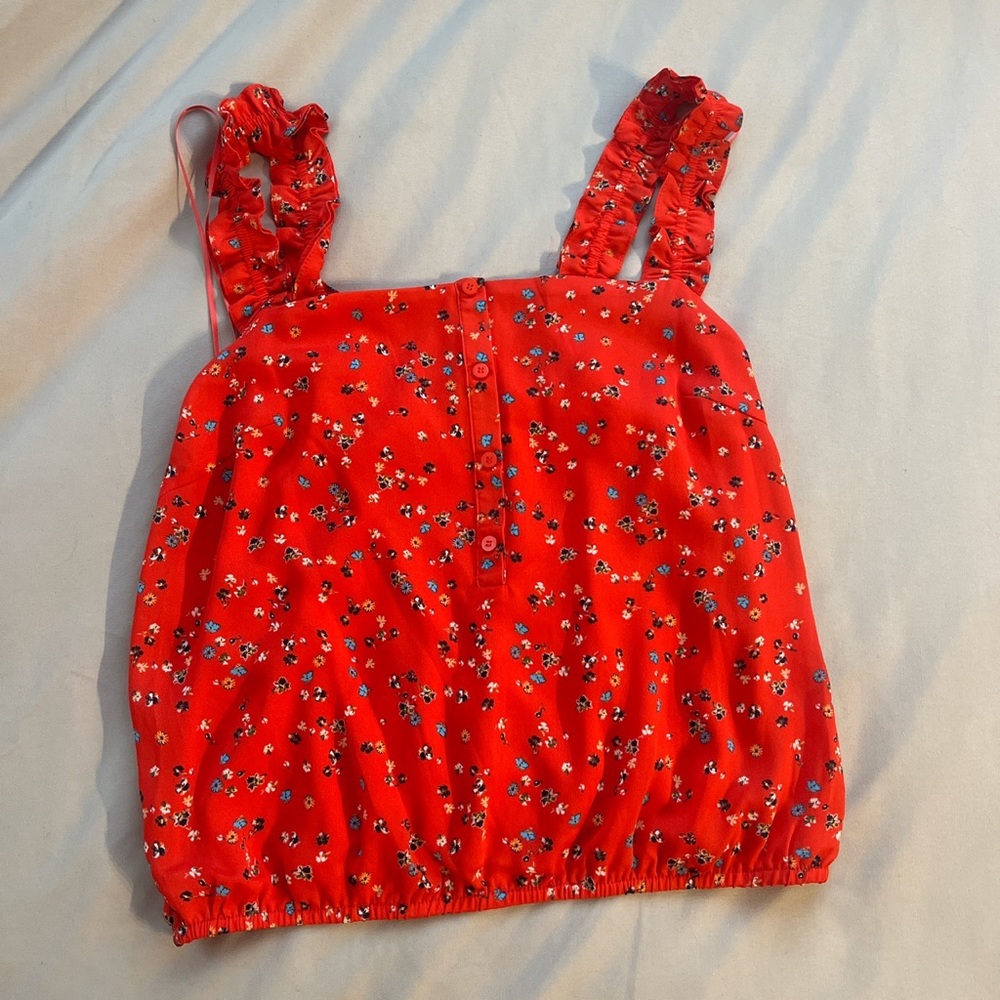 Aqua Red Floral Tank